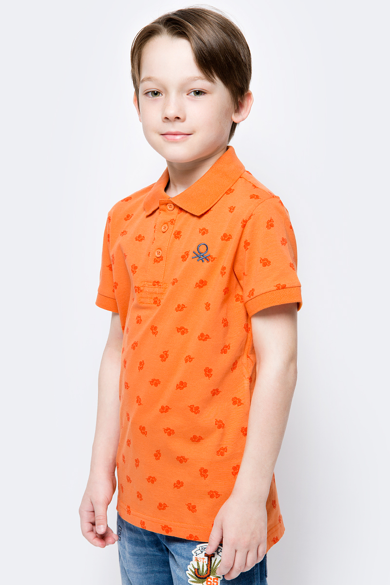 Поло для мальчика United Colors of Benetton, цвет: оранжевый. 3BBKC3101_75K. Размер 170