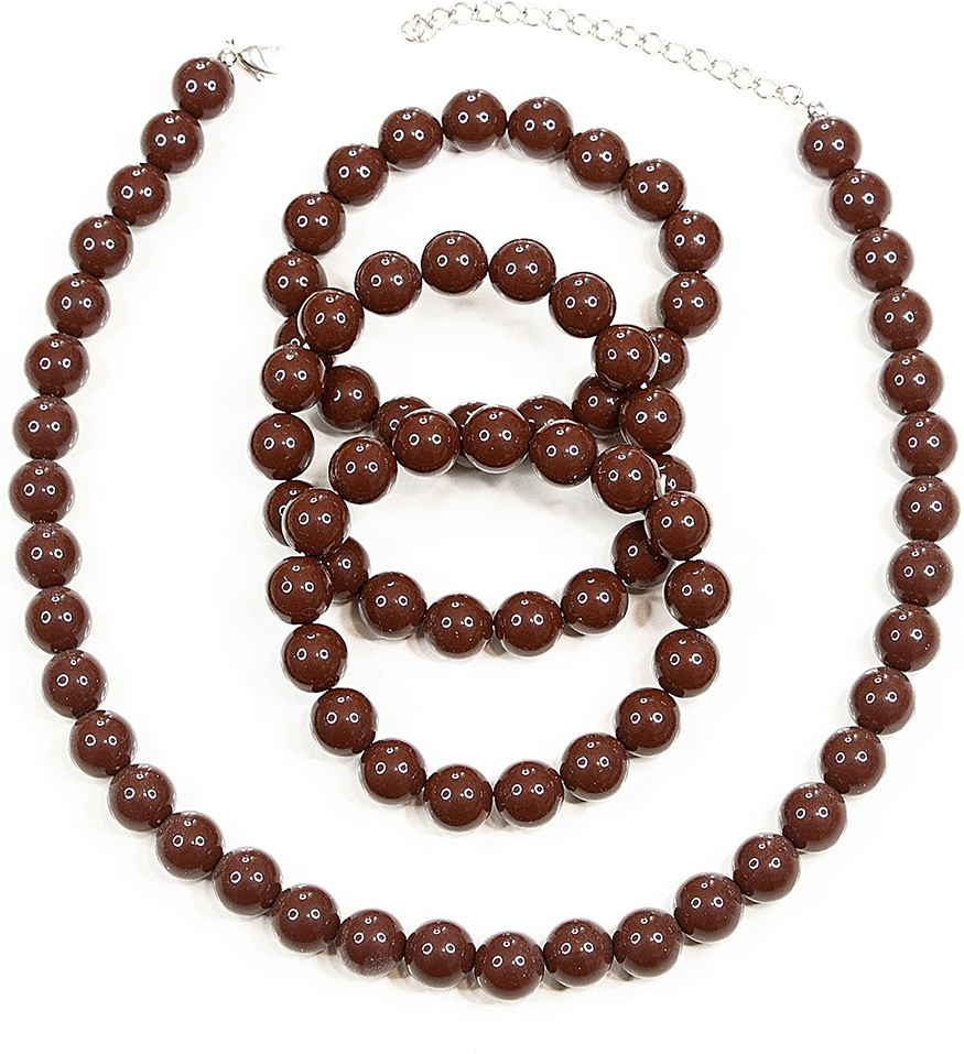 Комплект урашений женский Bohemia Style: бусы, браслет, цвет: темно-коричневый. 49925N 16 T3 3R
