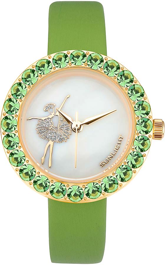 Часы наручные женские Sunlight, цвет: белый, зеленый. S304AGZ-01SH