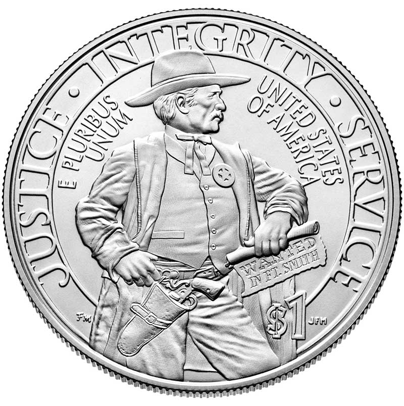 Монета номиналом 1 доллар 2015 США Служба маршалов, белый металл UNC