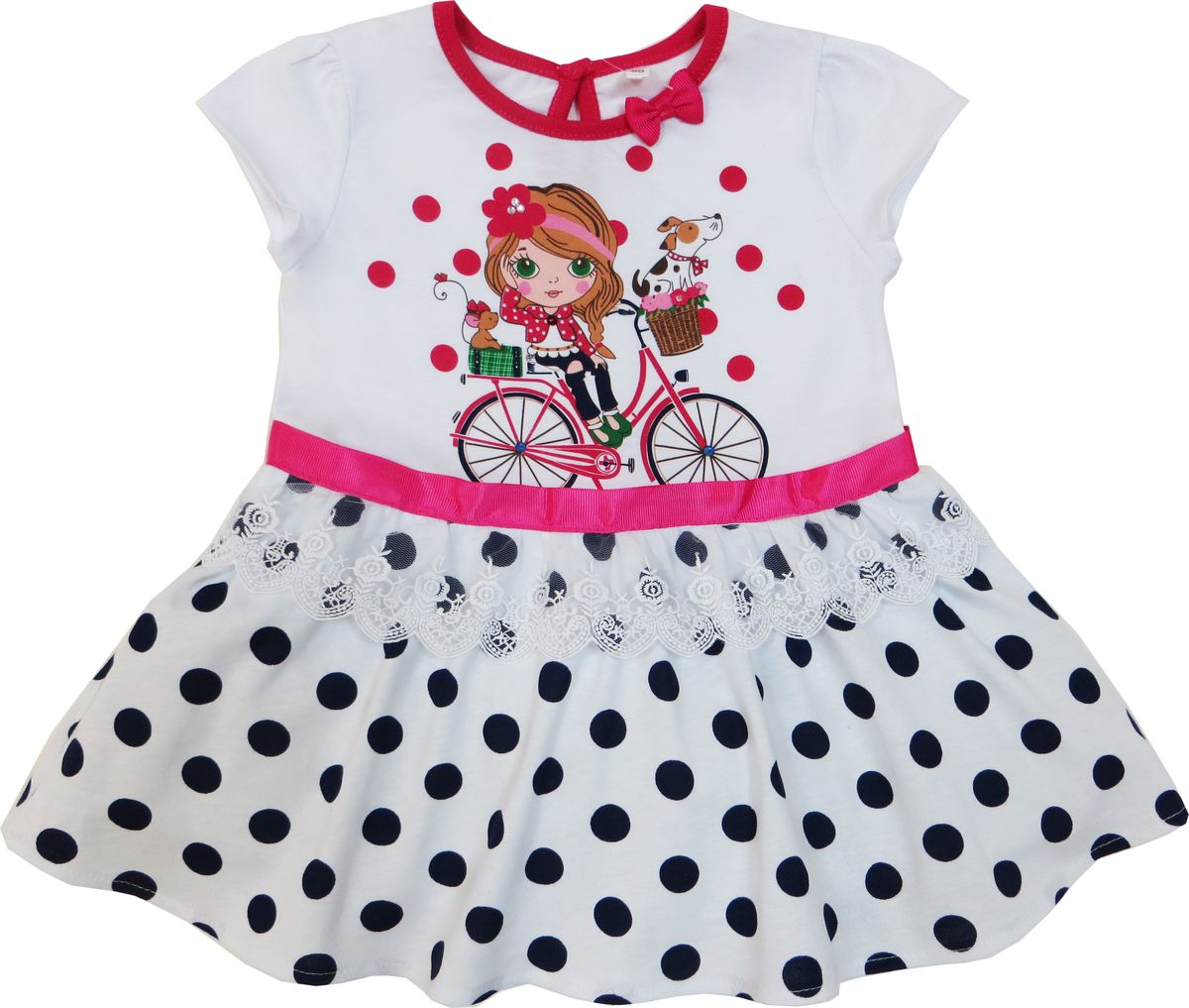 Платье Soni Kids Каникулы Мари, цвет: белый, красный. Л7105001-104к. Размер 104