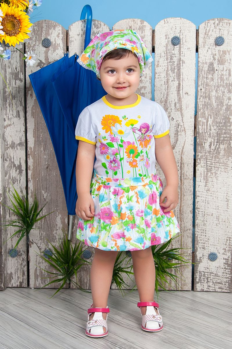 Платье Soni Kids Феечка, цвет: белый, желтый. Л7105003-74к. Размер 74
