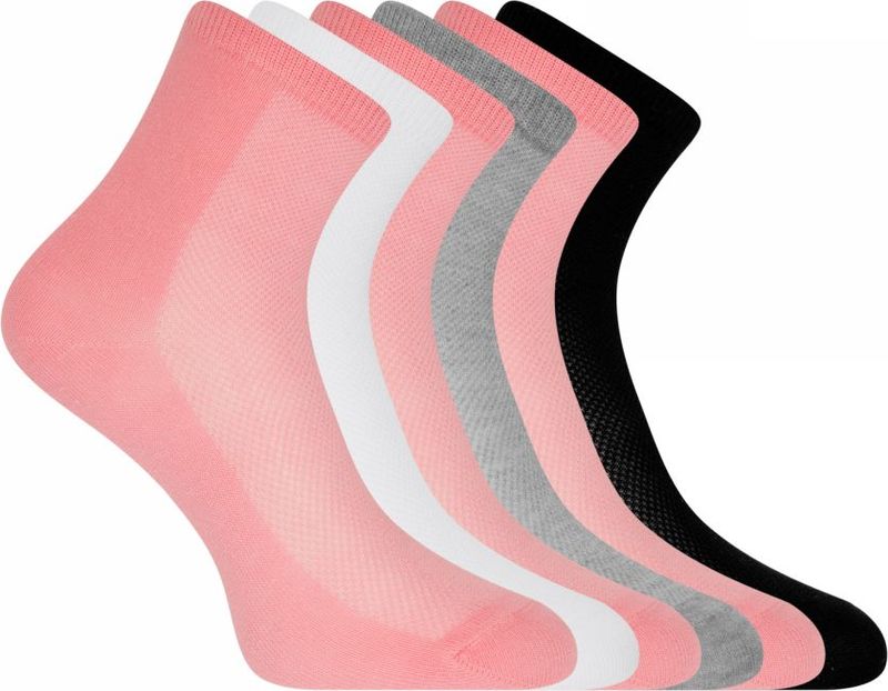 Носки женские oodji Ultra, цвет: розовый, белый, серый, черный, 6 пар. 57102809T6/48022/5. Размер 35/37
