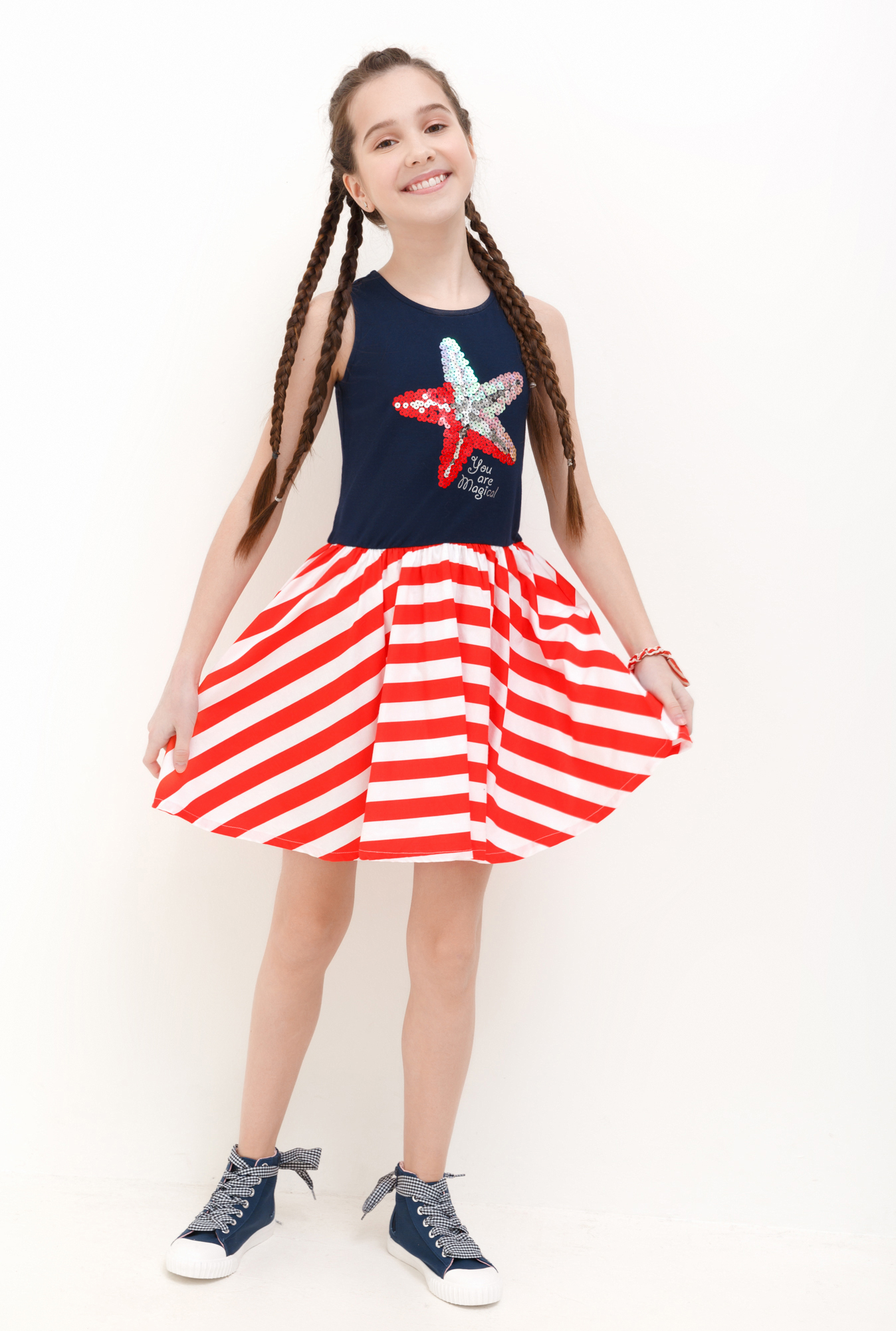 Платье для девочки Acoola Matton, цвет: темно-синий, красный. 20210200248_4400. Размер 158