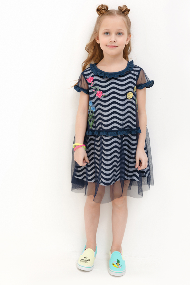 Платье для девочки Acoola Styx, цвет: темно-синий. 20210200251_4400. Размер 134