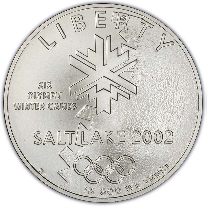 Монета номиналом 1 доллар 2002 Солт Лейк Сити XIX зимние Олимпийские игры, белый металл UNC