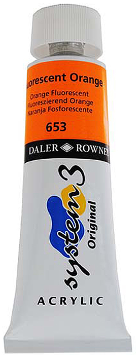 Daler Rowney Краска акриловая System 3 цвет флуорисцентный оранжевый 59 мл