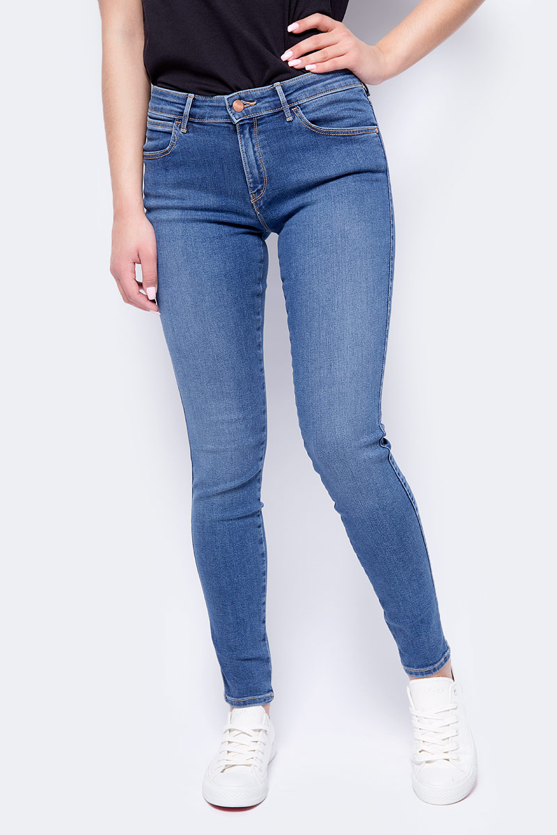 Джинсы женские Wrangler Skinny, цвет: синий. W28KRF17P. Размер 28-32 (44-32)