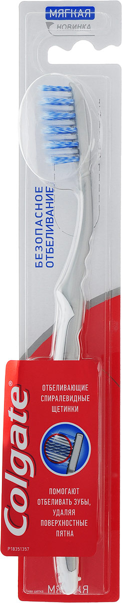 Colgate Зубная щетка Безопасное Отбеливание, мягкая, цвет: серый