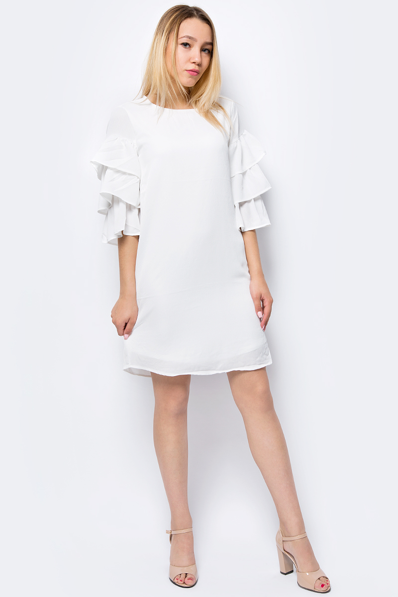 Платье Only, цвет: белый. 15152964_Cloud Dancer. Размер 38 (44)