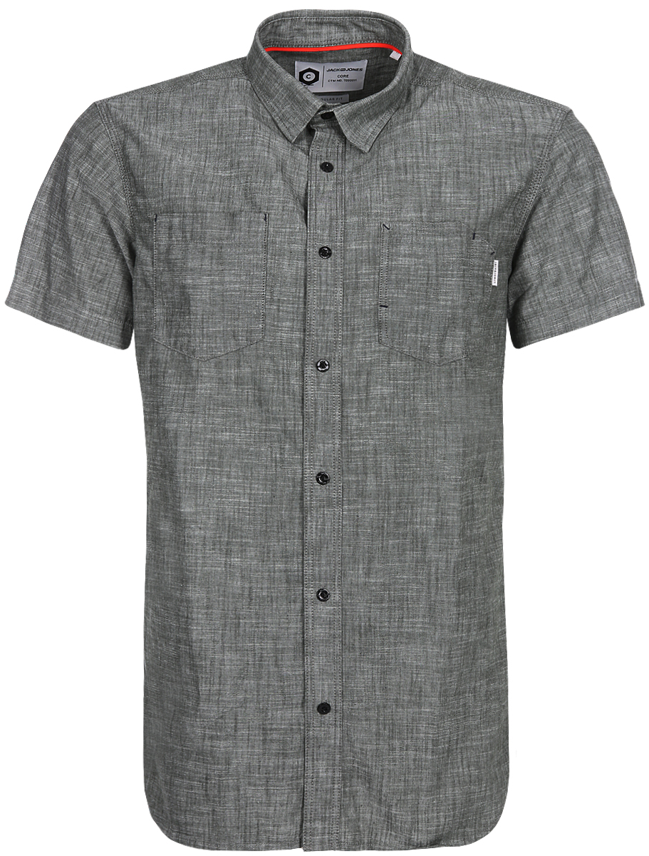 Рубашка мужская Jack & Jones, цвет: черный. 12130254_Black. Размер L (50)