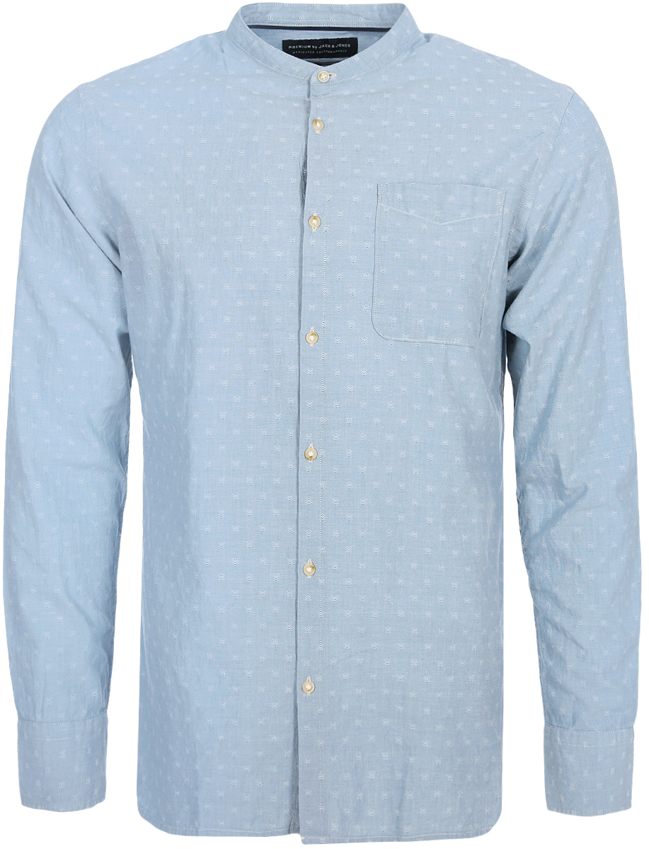 Рубашка мужская Jack & Jones, цвет: синий. 12135106_Faded Denim. Размер XL (52)