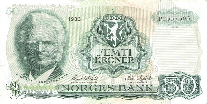 Банкнота номиналом 50 крон. Норвегия. 1983 год