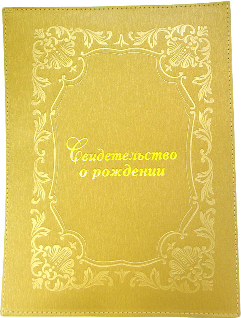 Обложка для свидетельства о рождении Family Treasures, цвет: золотистый. 980