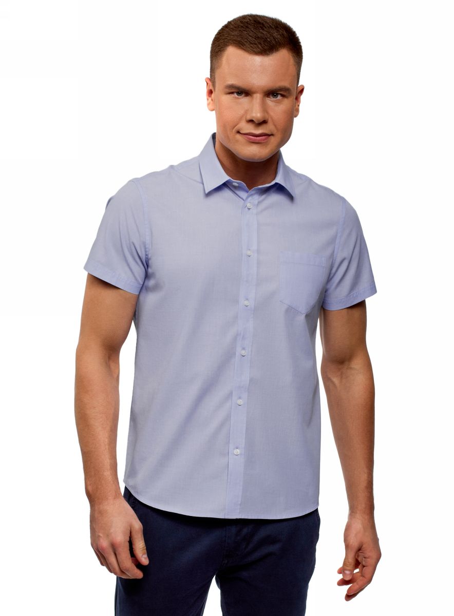 Рубашка мужская oodji, цвет: голубой. 3L210040M/46245N/7000N. Размер 39 (46-182)