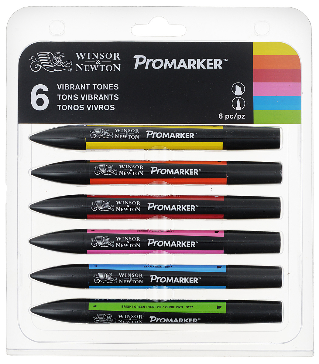 Winsor&Newton Набор маркеров Promarker яркие оттенки 6 шт