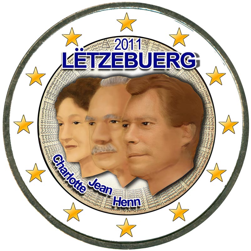 Монета номиналом 2 евро 2011 Люксембург, 50 лет назначения герцога Люксембурга титулом «лейтенант-представитель» (цветная)