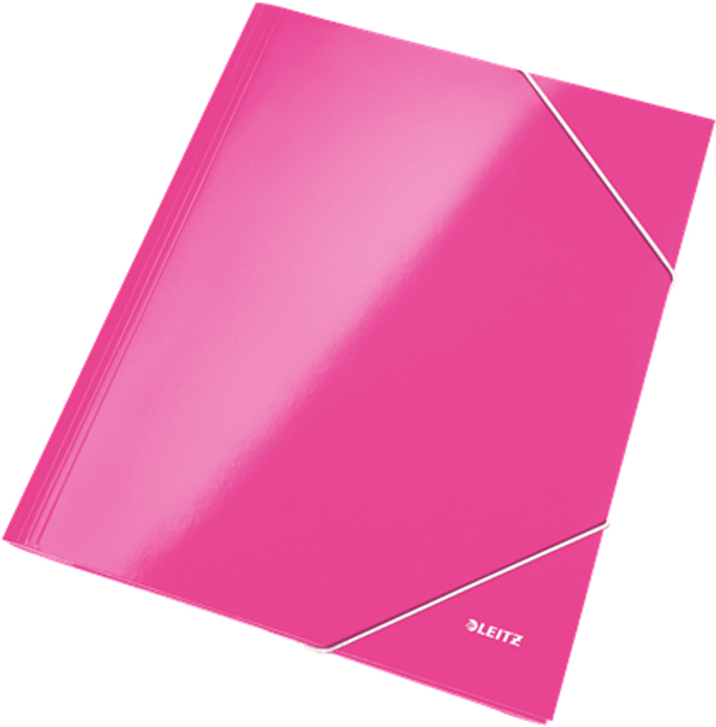 Leitz Папка на резинке WOW ламинированная цвет розовый