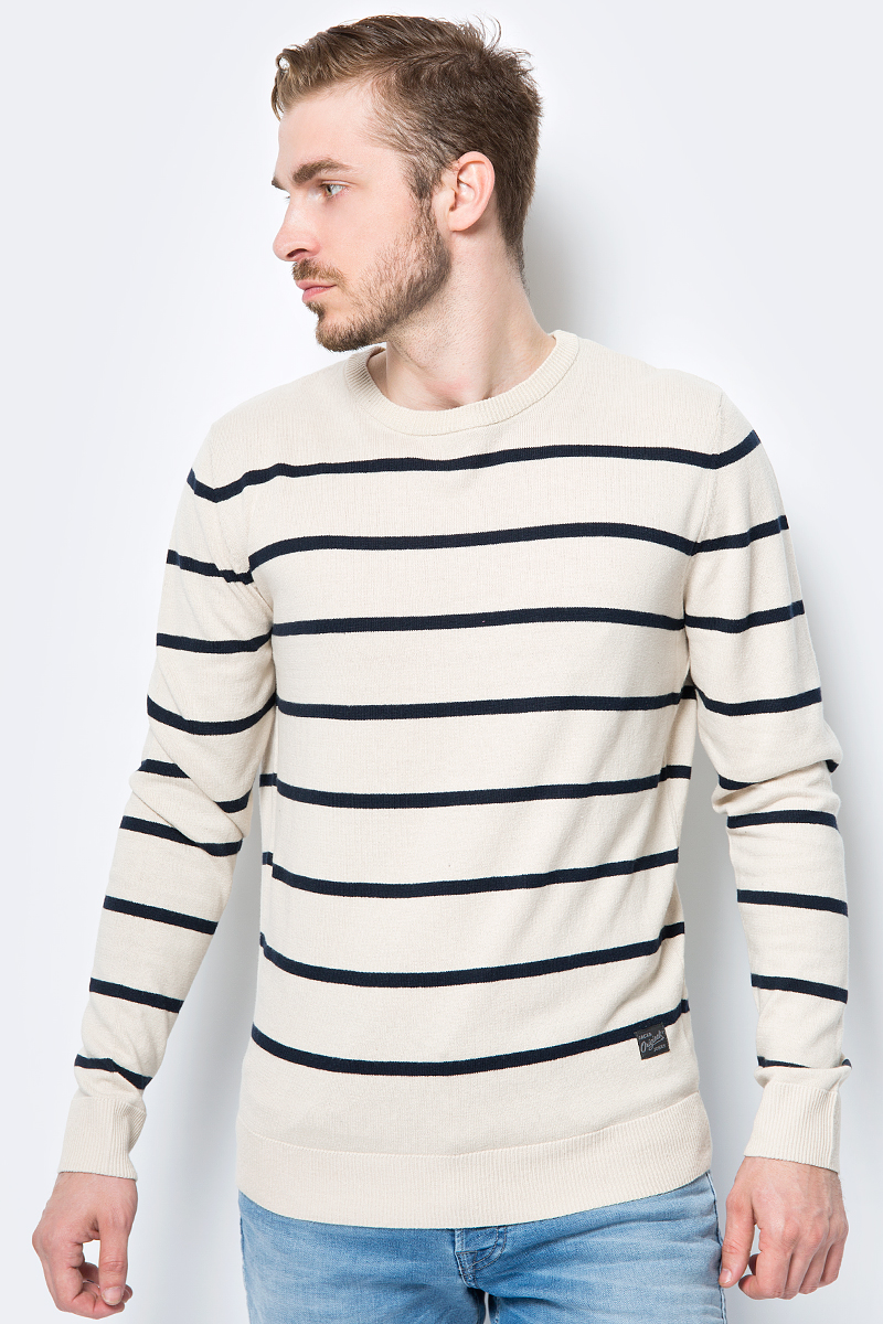 Пуловер мужской Jack & Jones, цвет: серый. 12129762. Размер XXL (54)
