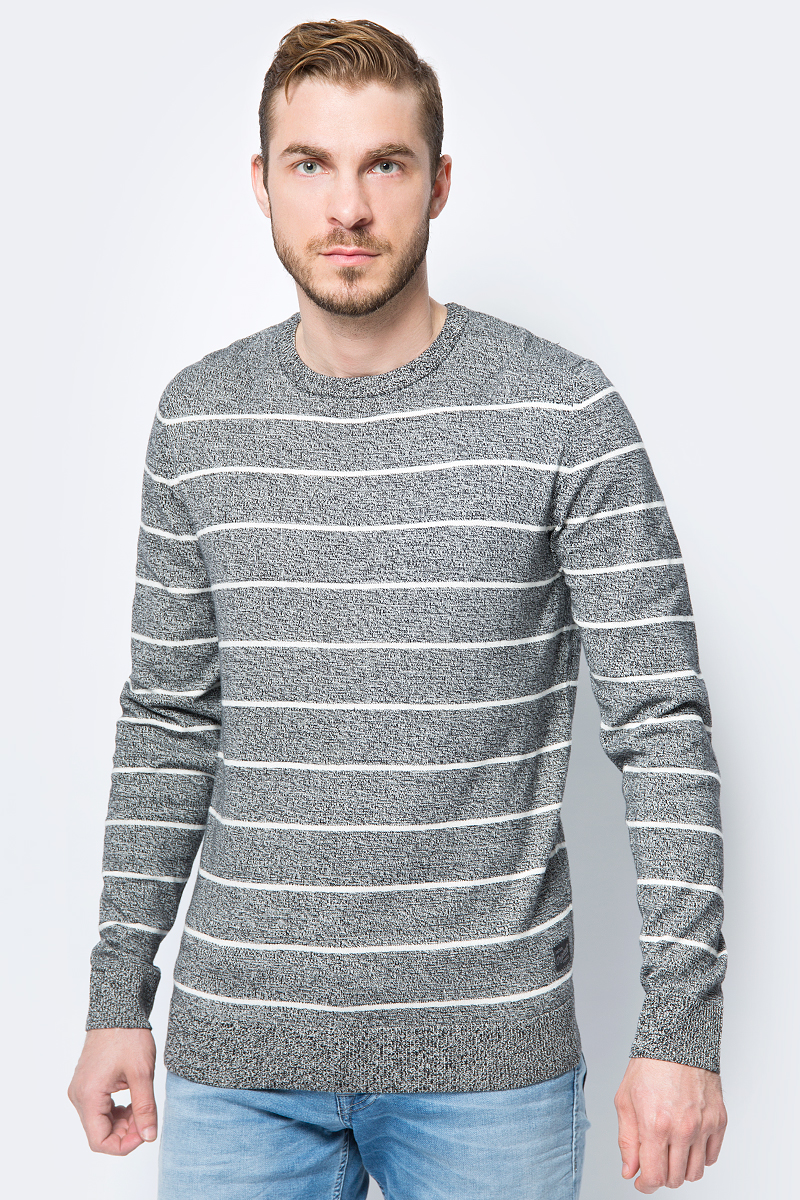 Пуловер мужской Jack & Jones, цвет: черный. 12129762. Размер XXL (54)