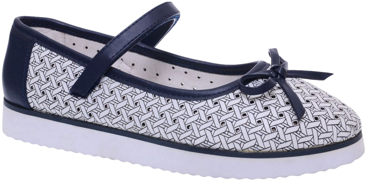 Туфли для девочки Leopard Kids, цвет: белый, синий. WZ825D-3. Размер 35