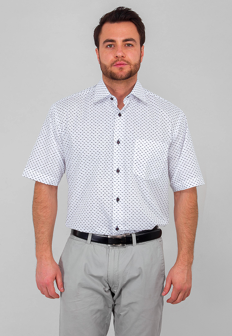 Рубашка мужская Greg, цвет: белый, темно-синий. 123/309/1206/C/1. Размер 50 (68)