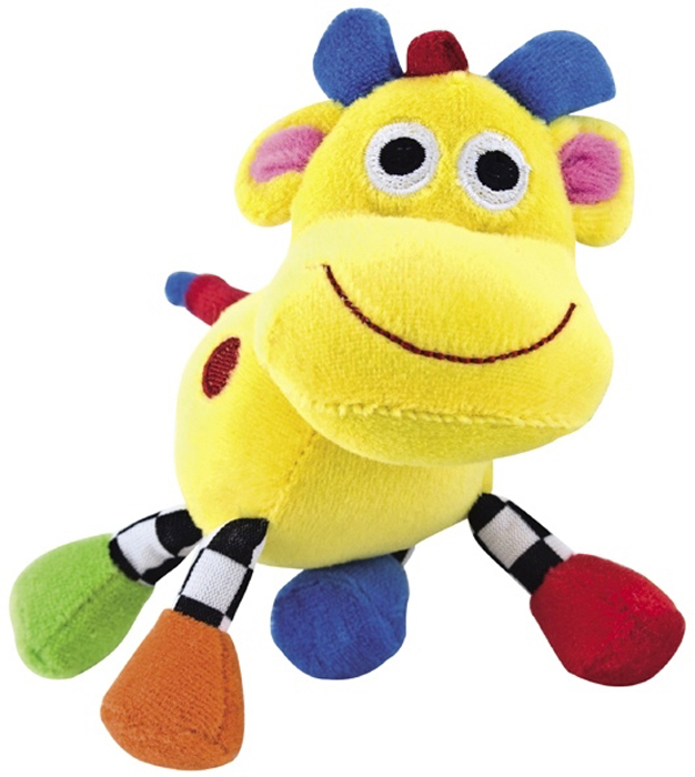 Canpol Babies Игрушка подвесная мягкая с погремушкой Сумасшедшие животные Корова цвет желтый