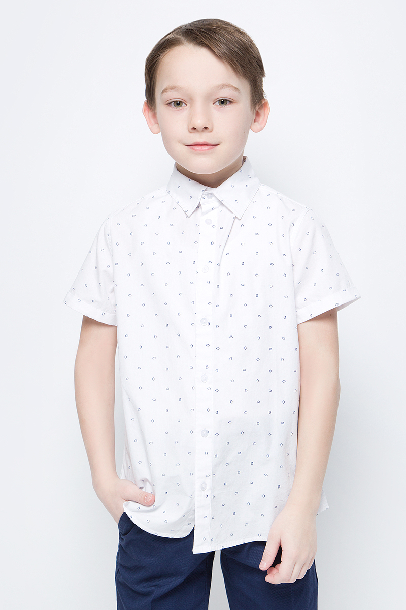 Рубашка для мальчика Button Blue, цвет: белый. 118BBBC23020204. Размер 152