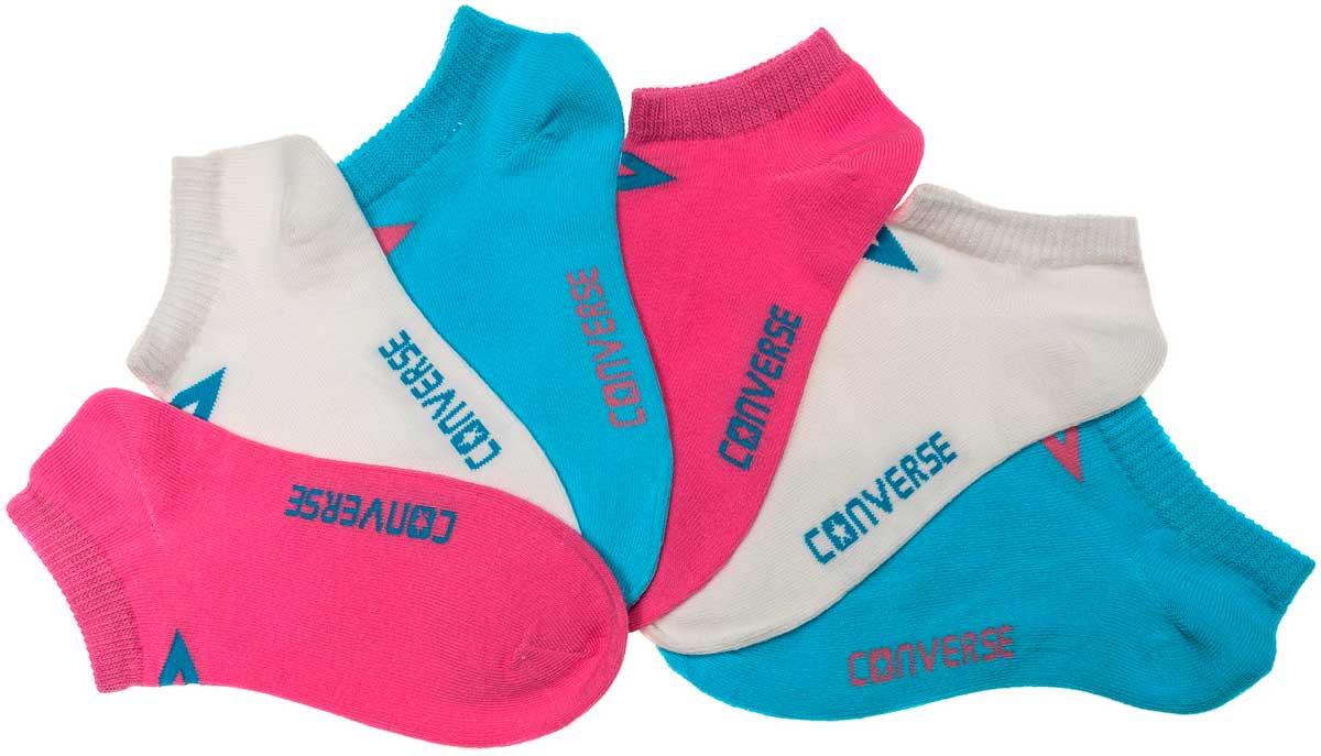 Носки Converse Socks, цвет: белый, голубой, розовый, 3 пары. E220N3009. Размер 35/38