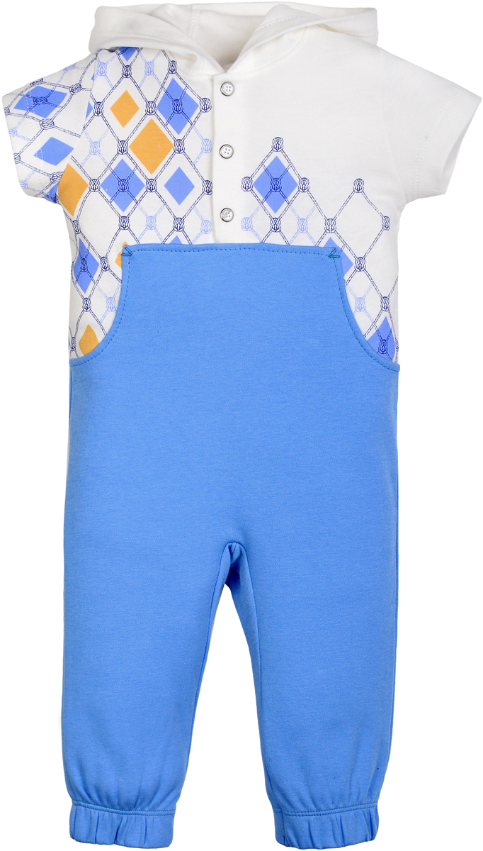 Комбинезон для мальчика Мамуляндия Морская, цвет: белый, голубой. 18-502. Размер 56