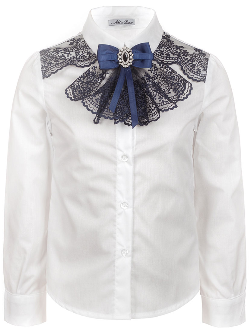 Блузка для девочки Nota Bene, цвет: белый. 182230801_1. Размер 128/134