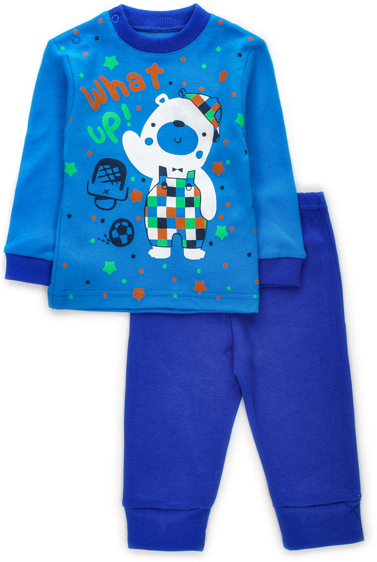 Комплект для мальчика M&D: лонгслив, брюки, цвет: синий. КМ141306_9. Размер 68/74