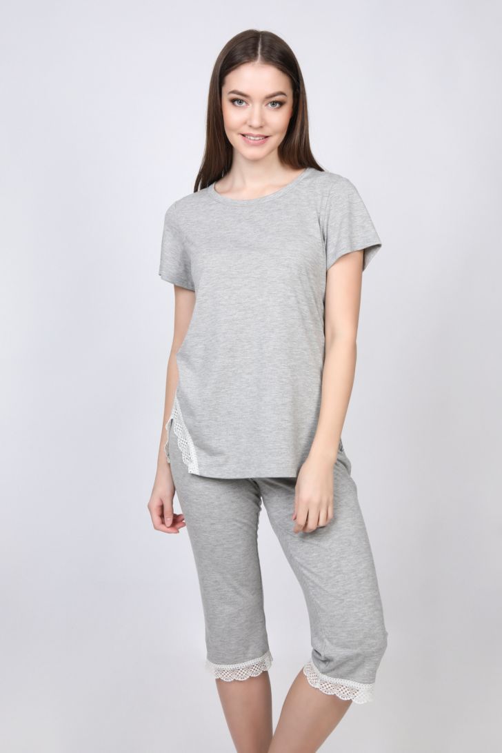 Пижама женская Melado Lace, цвет: серый. 8313L-80011.1S-224. Размер 46
