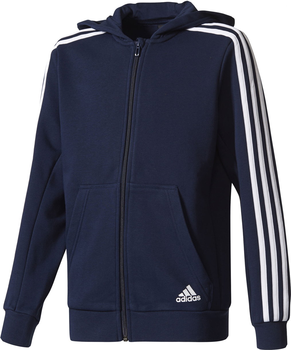 Толстовка для мальчика adidas Yb 3s Fz Hood, цвет: синий, белый. BP8810. Размер 128