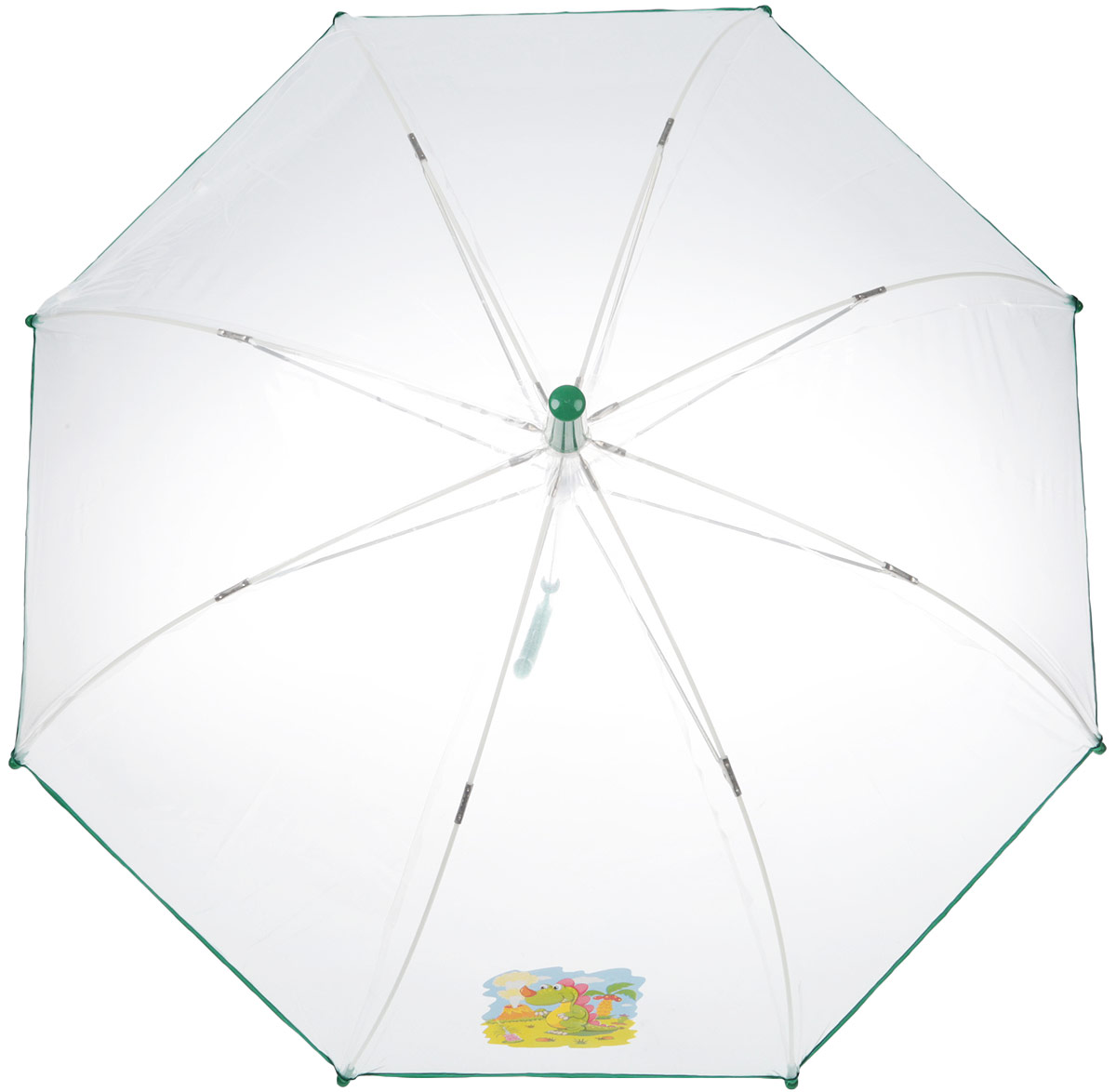 Зонт-трость детский ArtRain, механика, цвет: прозрачный, зеленый. 1511-10
