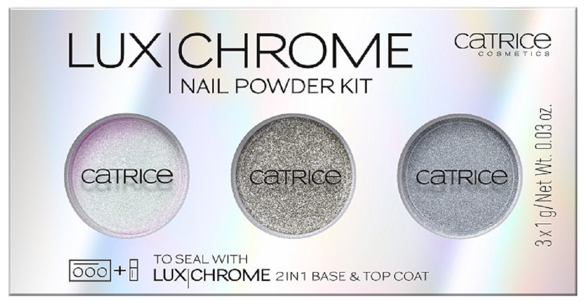 Catrice Набор эффектных пудр для ногтей 3 в 1 LuxChrome Nail Powder Kit, цвет: серый металлик