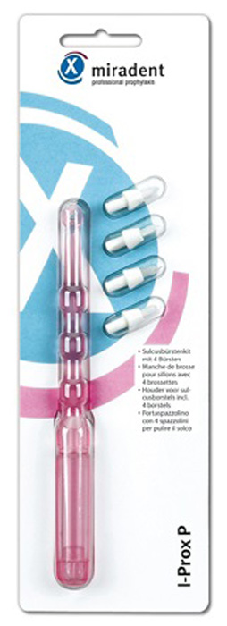 Miradent I-Prox P Зубная щетка монопучковая, 4 насадки, цвет: розовый