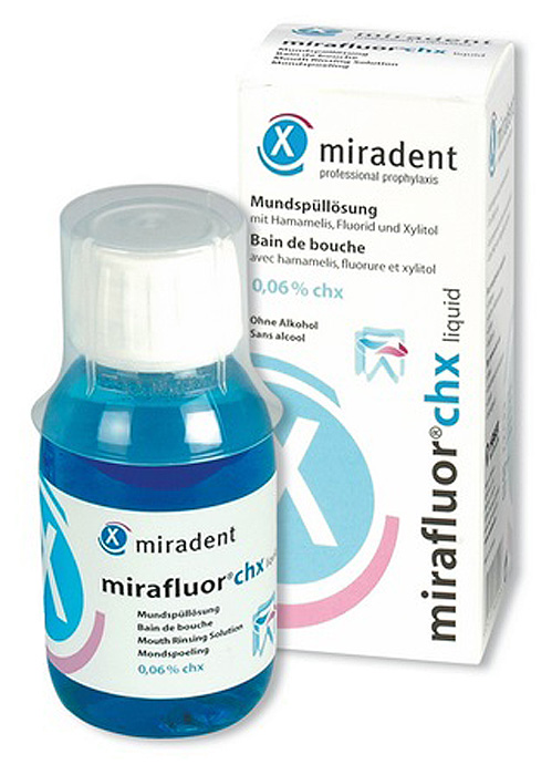 Miradent Mirafluor CHX Ополаскиватель для полости рта с хлоргексидина глюконатом 0,06 %, 100 мл