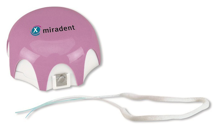 Miradent Mirafloss Implant CHX Fine Зубной антибактериальный суперфлосс 1,5 мм, 50 нитей
