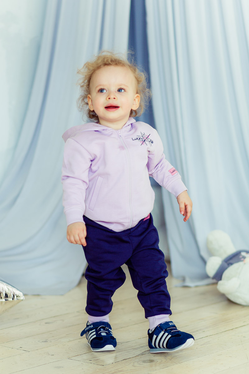 Комплект одежды для девочки Lucky Child, цвет: сиреневый, синий. 48-4. Размер 128/134