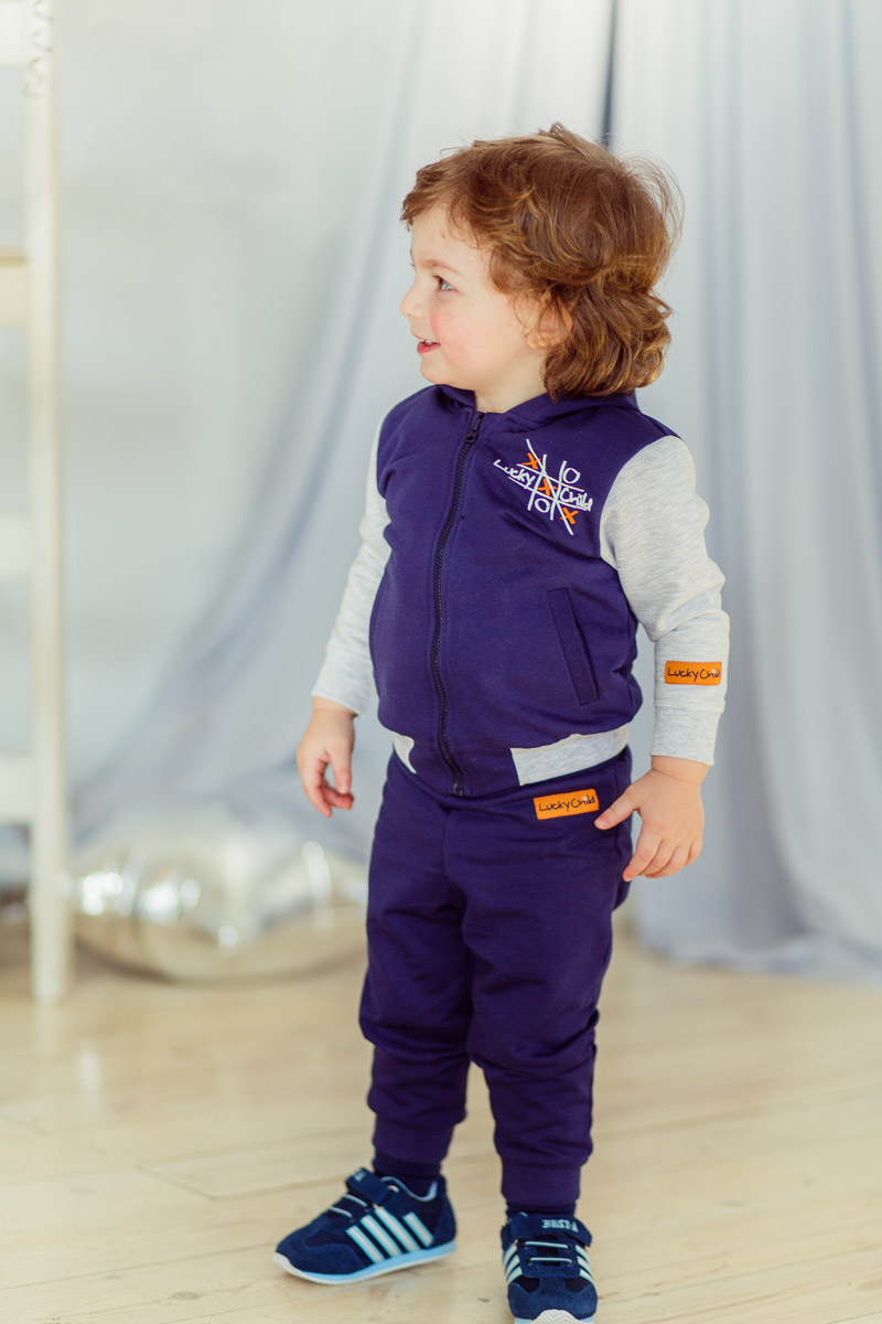 Комплект одежды для мальчика Lucky Child, цвет: синий. 48-4. Размер 80/86