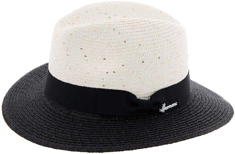 Шляпа соломенная женская Herman Macchick, цвет: белый, черный. 80-202-17_white. Размер M (57)