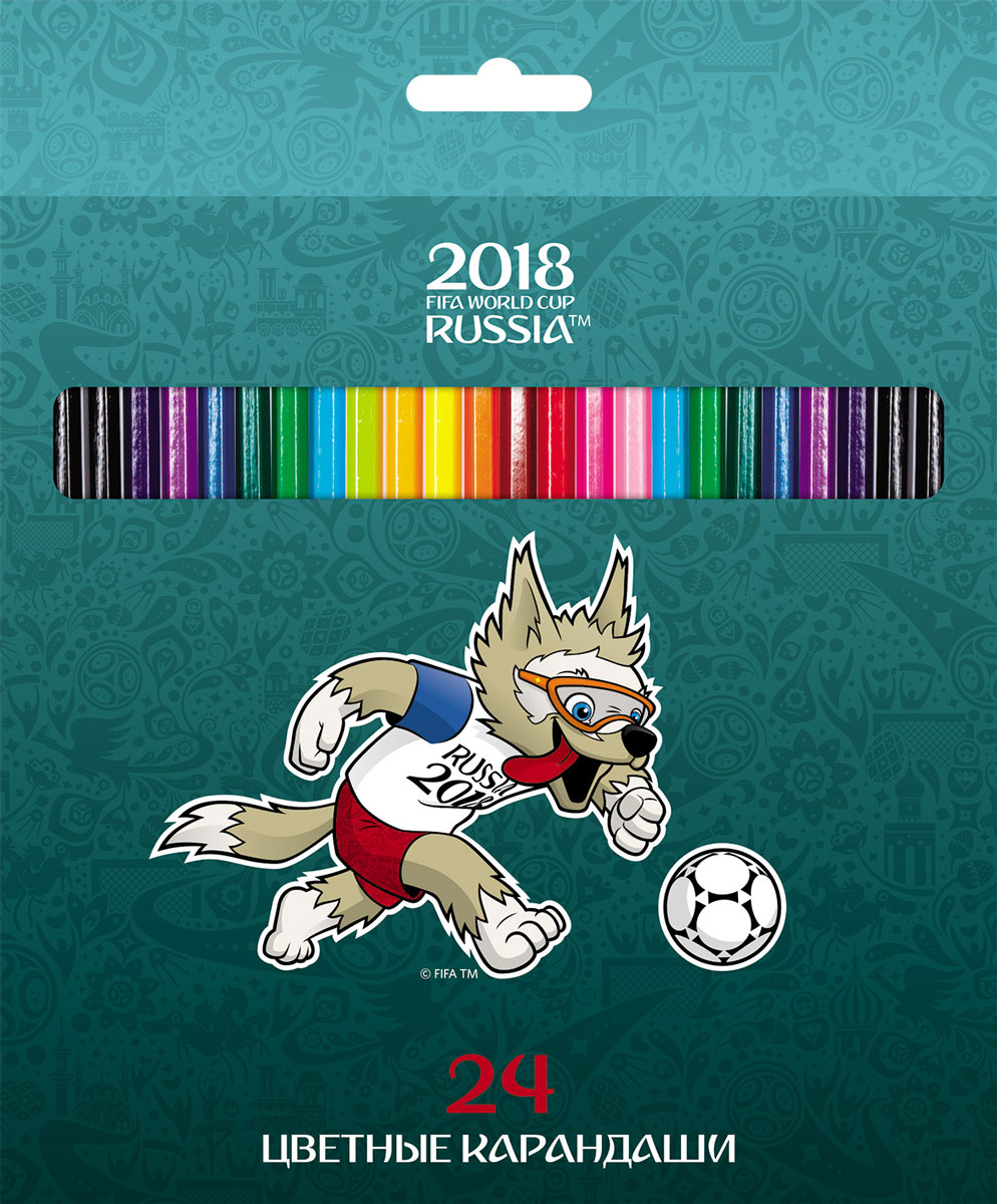 Hatber ЧМ 2018 Карандаши цветные Талисман с точилкой 24 цвета