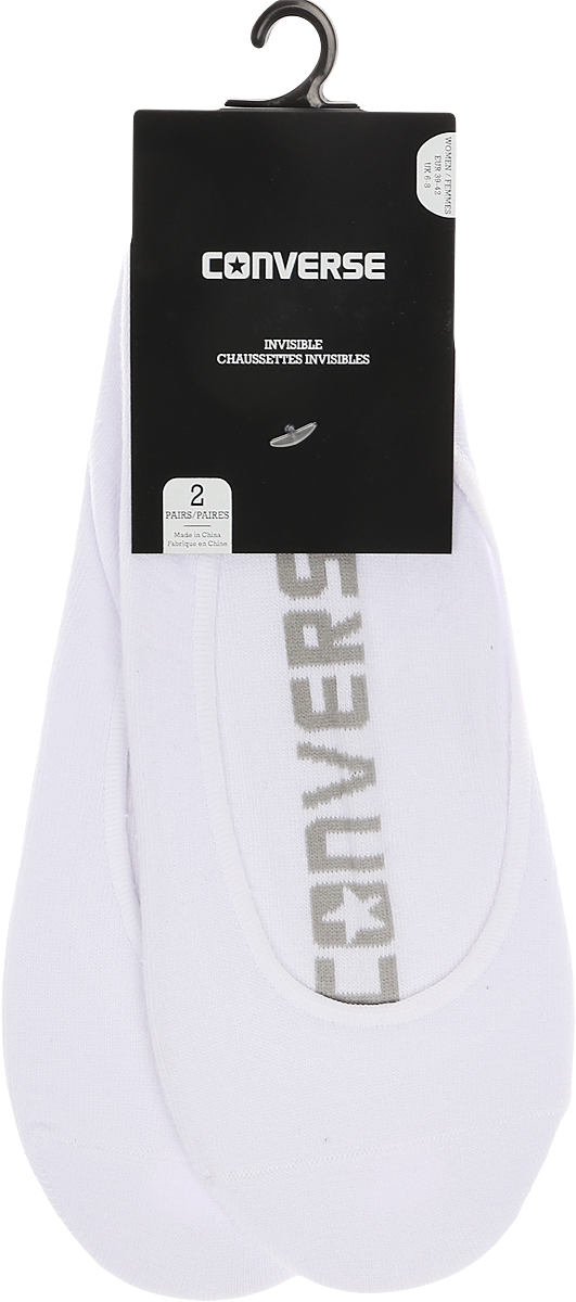 Носки женские Converse Women All Star Footie, Hl, Flat Knit, цвет: белый, 2 пары. E221W2012. Размер 39/42