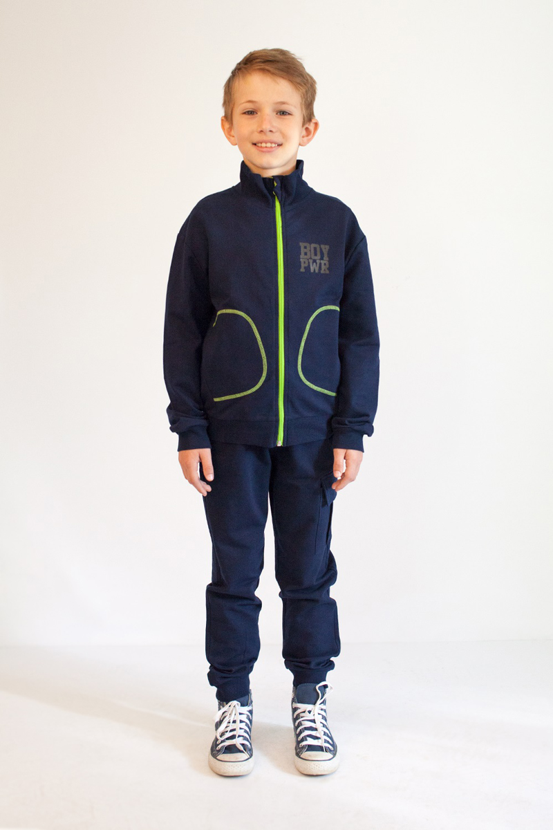 Спортивный костюм для мальчика Boom!, цвет: темно-синий. 80399_BLB. Размер 110/116