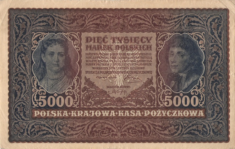 Банкнота номиналом 5000 марок. Польша. 1920 год