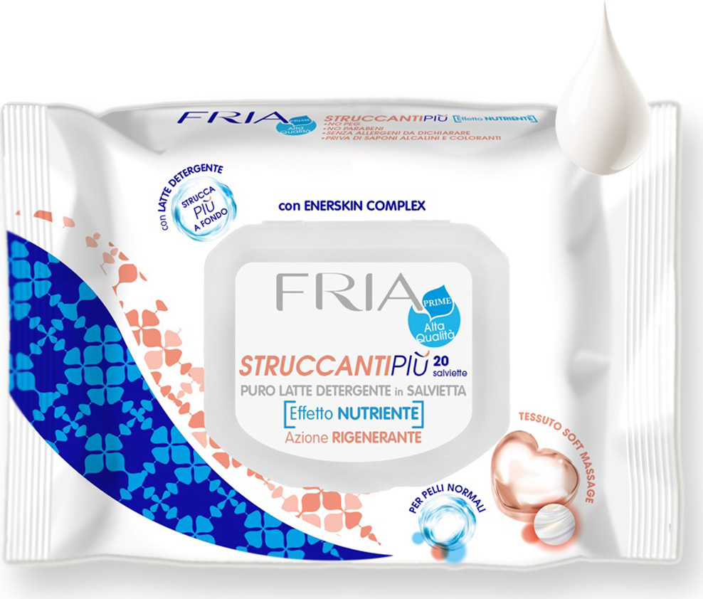 Fria Влажные салфетки для снятия макияжа Struccantipiu Con Latte Detergente 20 шт
