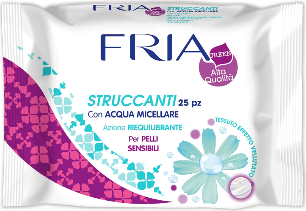 Fria Влажные салфетки для снятия макияжа Struccanti Acqua Micellare с мицеллярной водой 25 шт