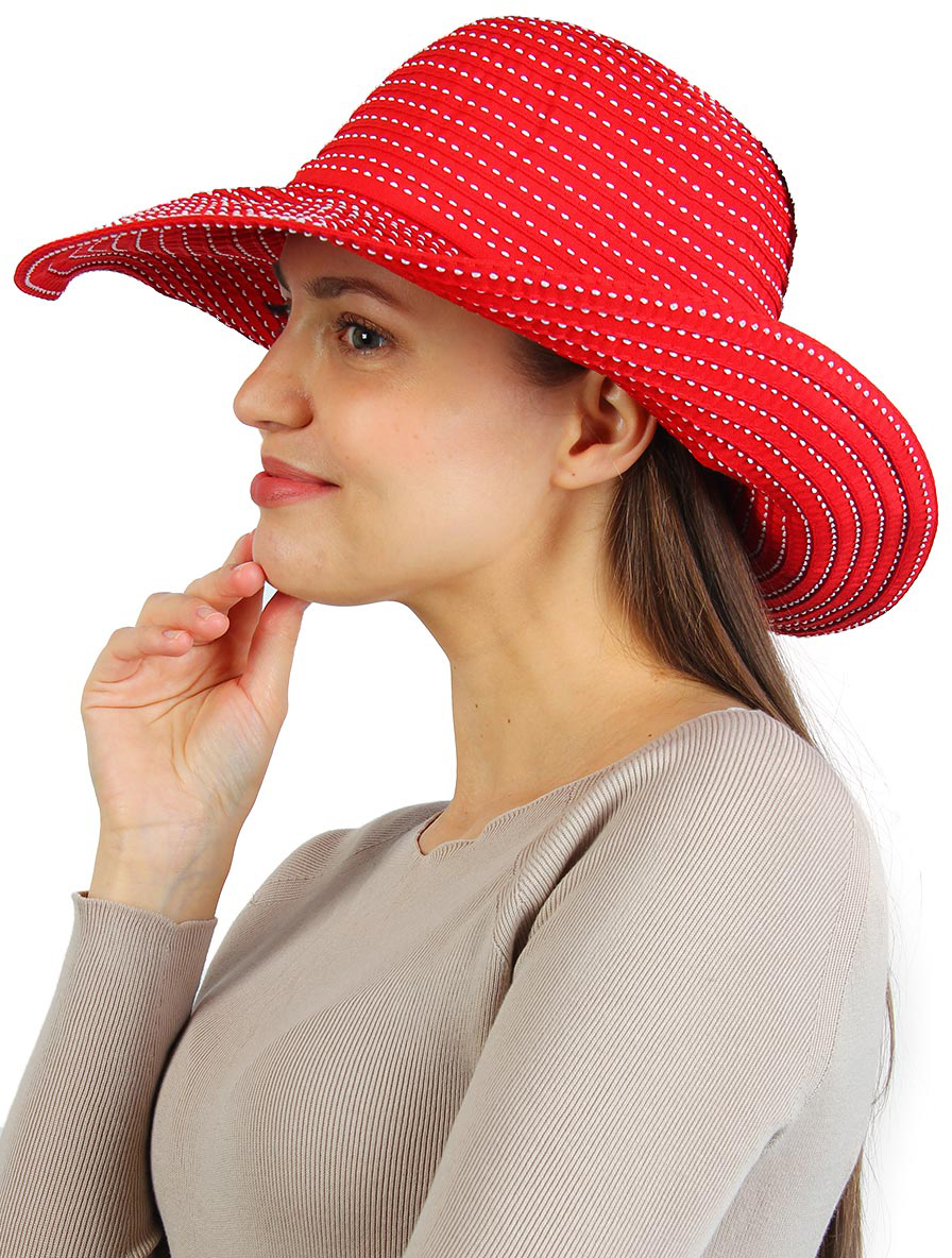 Шляпа женская Venera, цвет: красный, белый. 7001006-04. Размер 58
