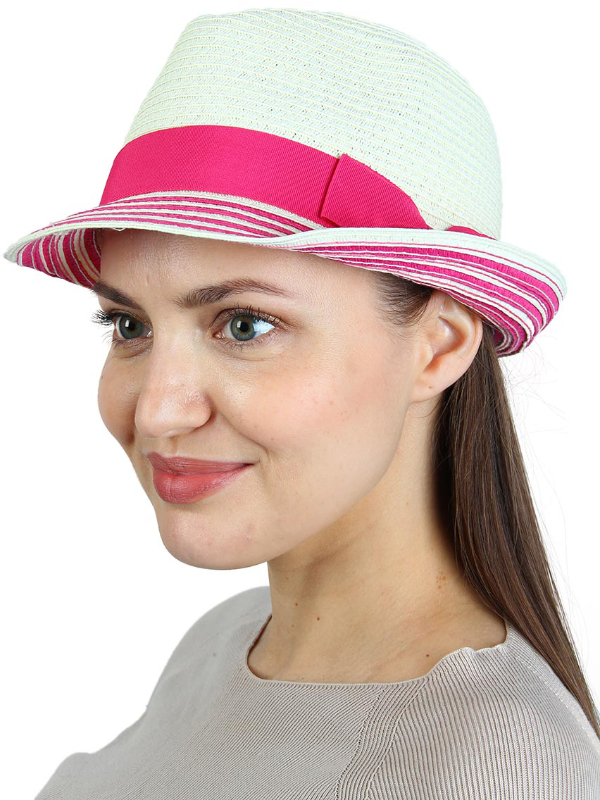 Шляпа женская Venera, цвет: молочный, фуксия. 7000706-07. Размер 57